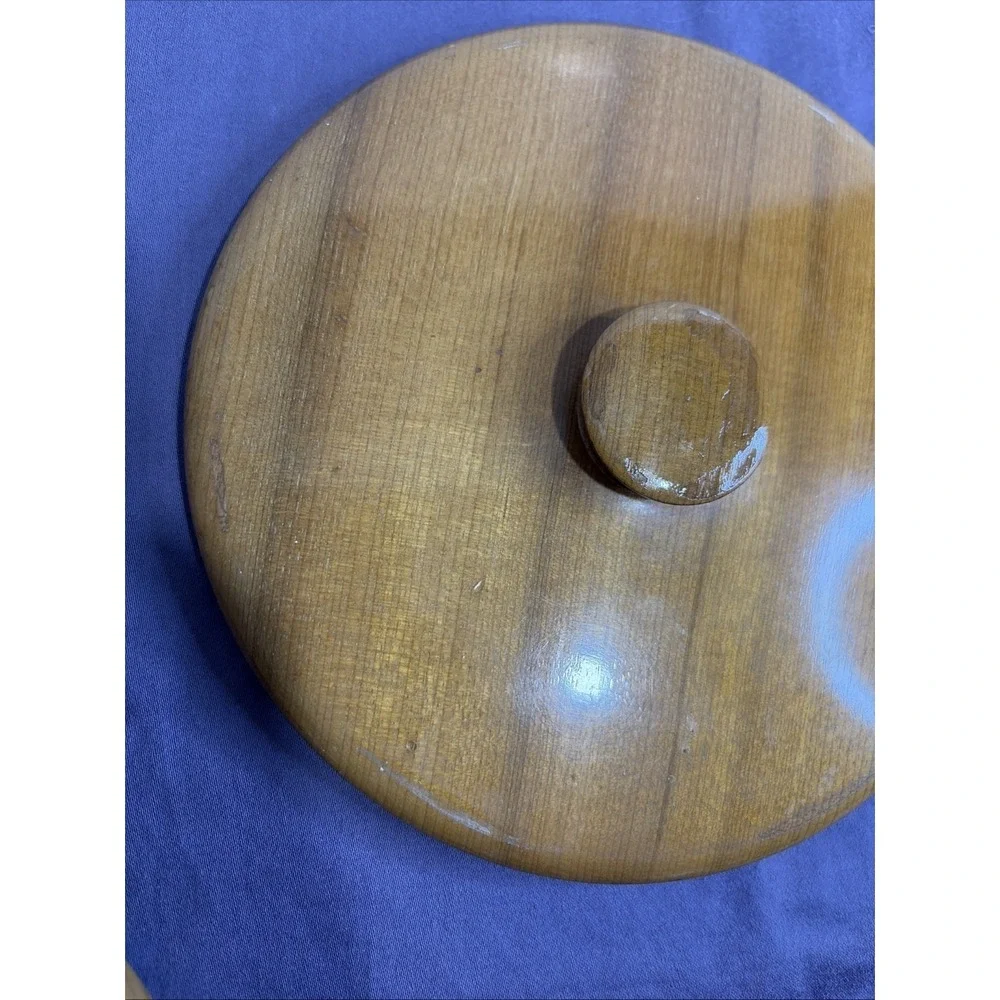 Vintage Oregon Myrtlewood Chalet Lidded Bowl Hand Turned Mid Century Modern